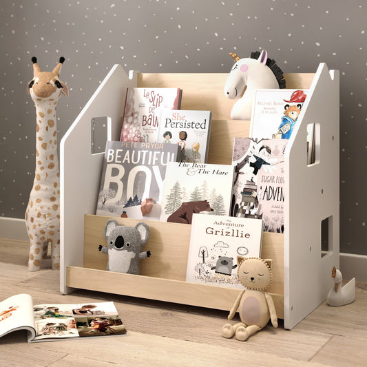 BusyKids Montessori boekenkast – wit en grijs