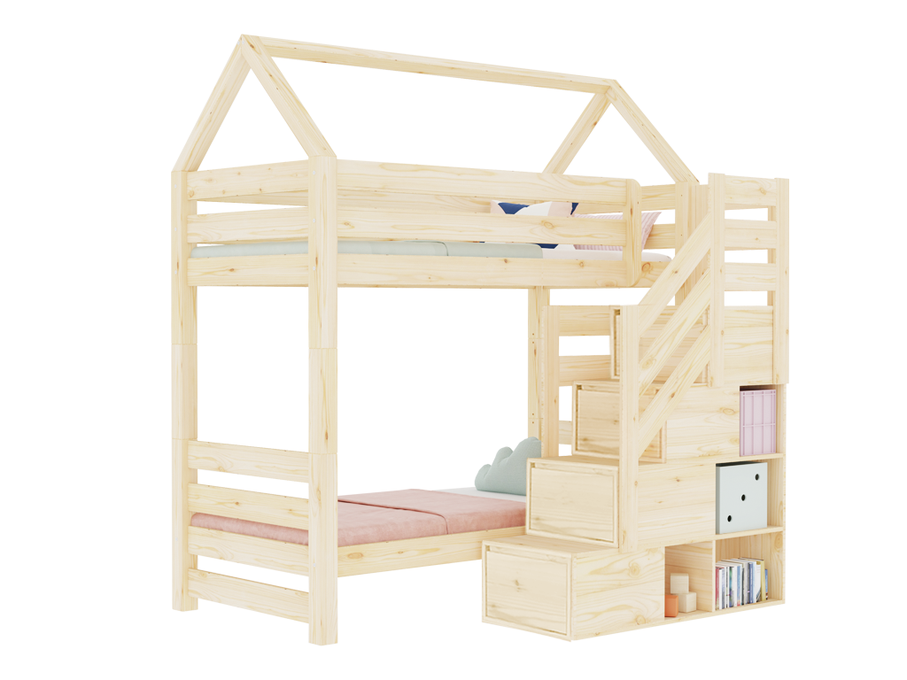 House bed Alpy bunk bed - front stairs with storage space