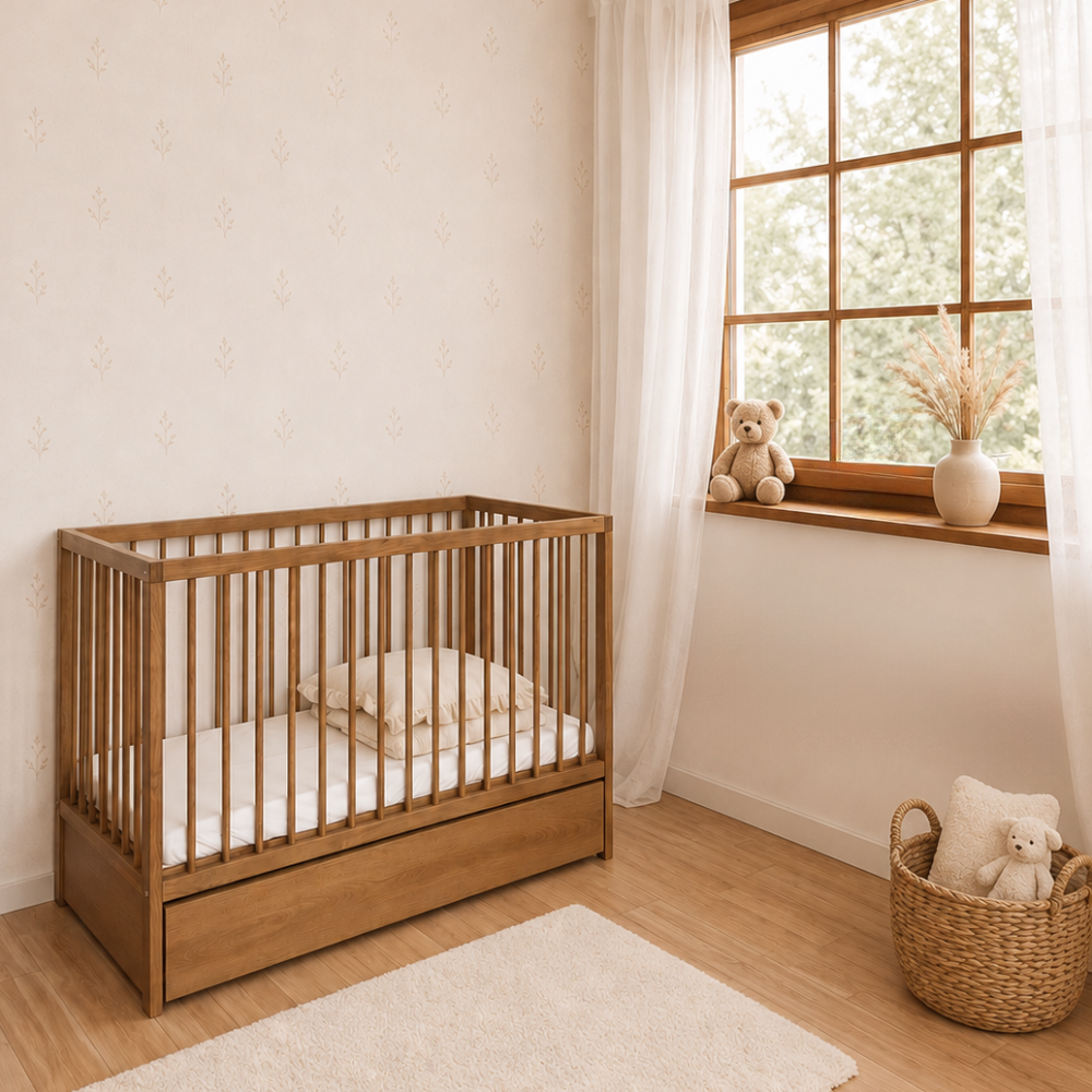 ATB DODI lit bébé 120 × 60 cm avec tiroir – chêne – vue supplémentaire 4