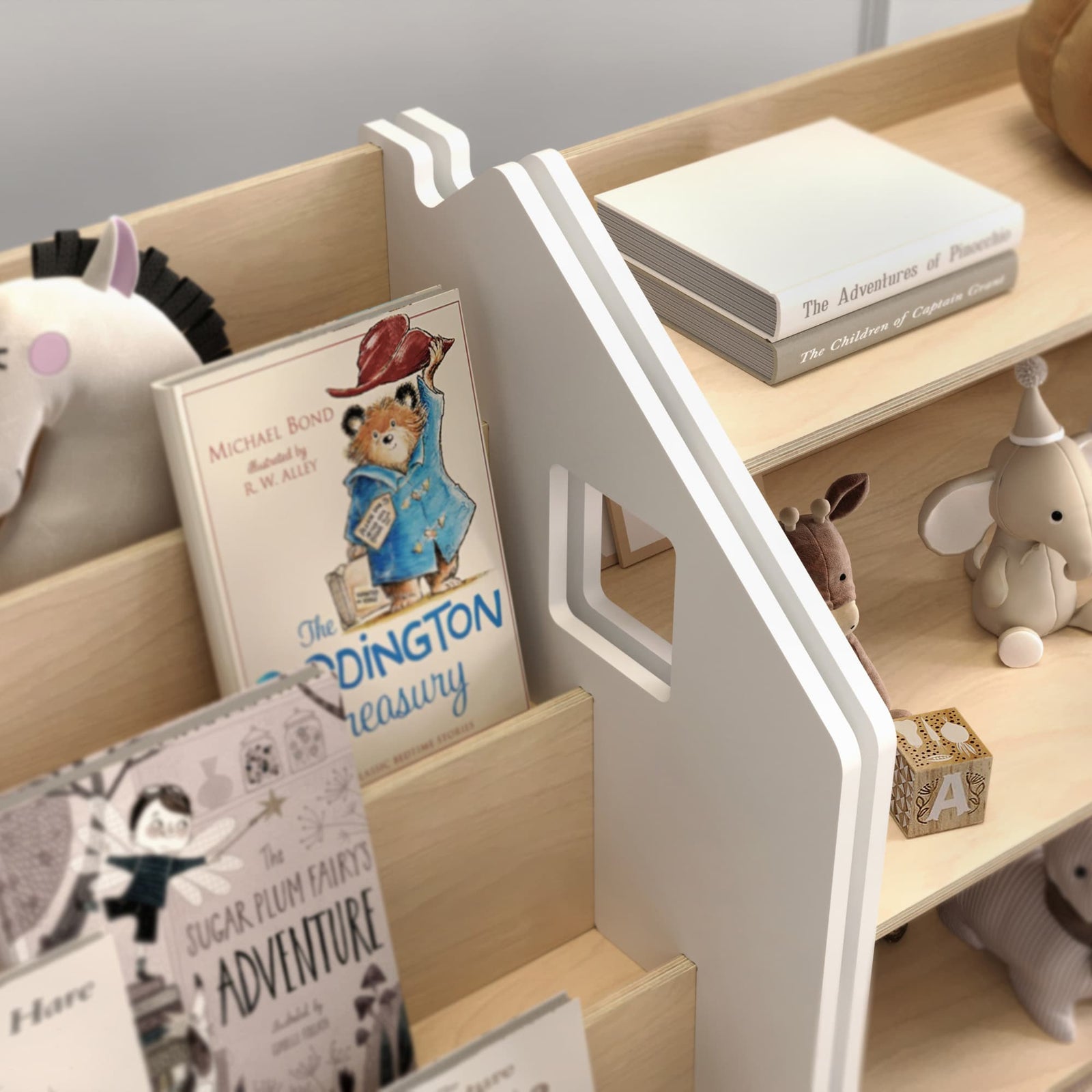 BusyKids boekenkast en speelgoedrek set – wit en grijs