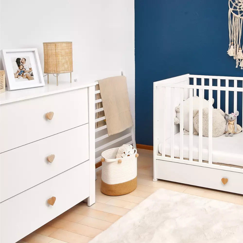 ATB LITTLE HEART lit bébé 120 × 60 cm avec tiroir – blanc – vue supplémentaire 2