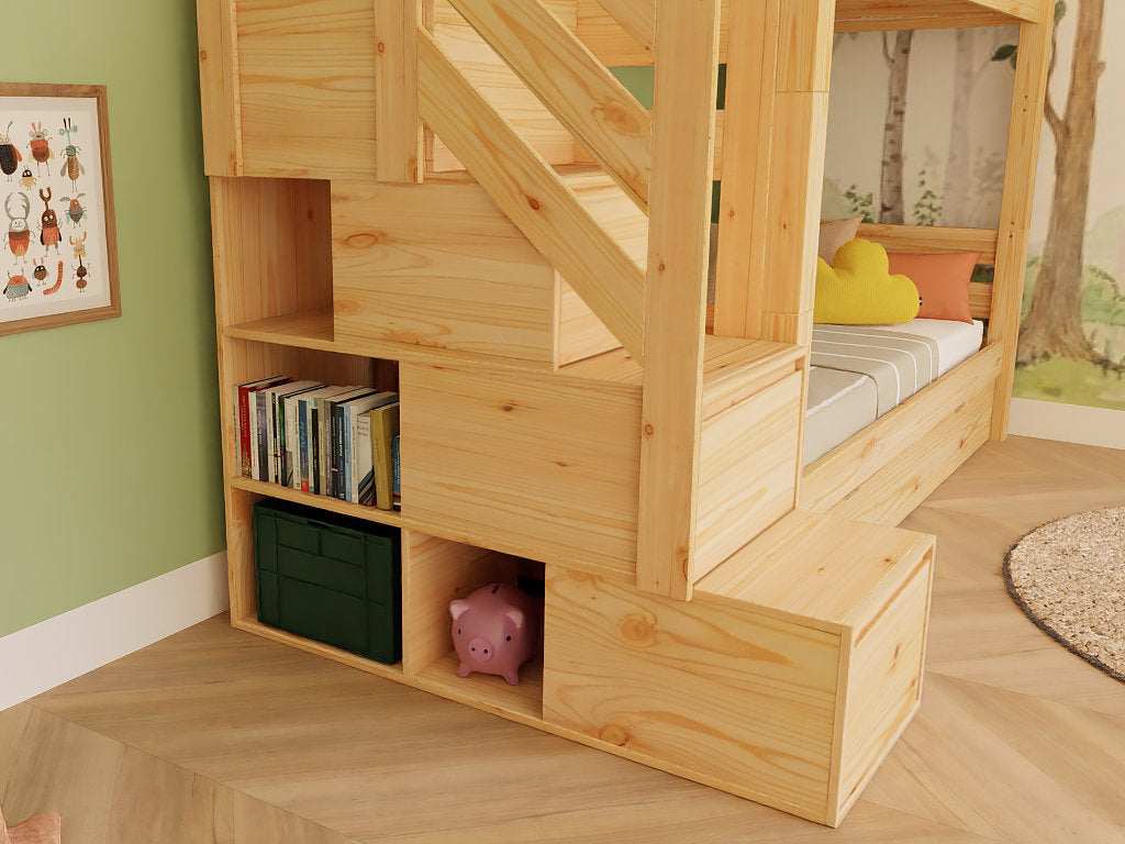 House bed Alpy bunk bed - side stairs with storage space
