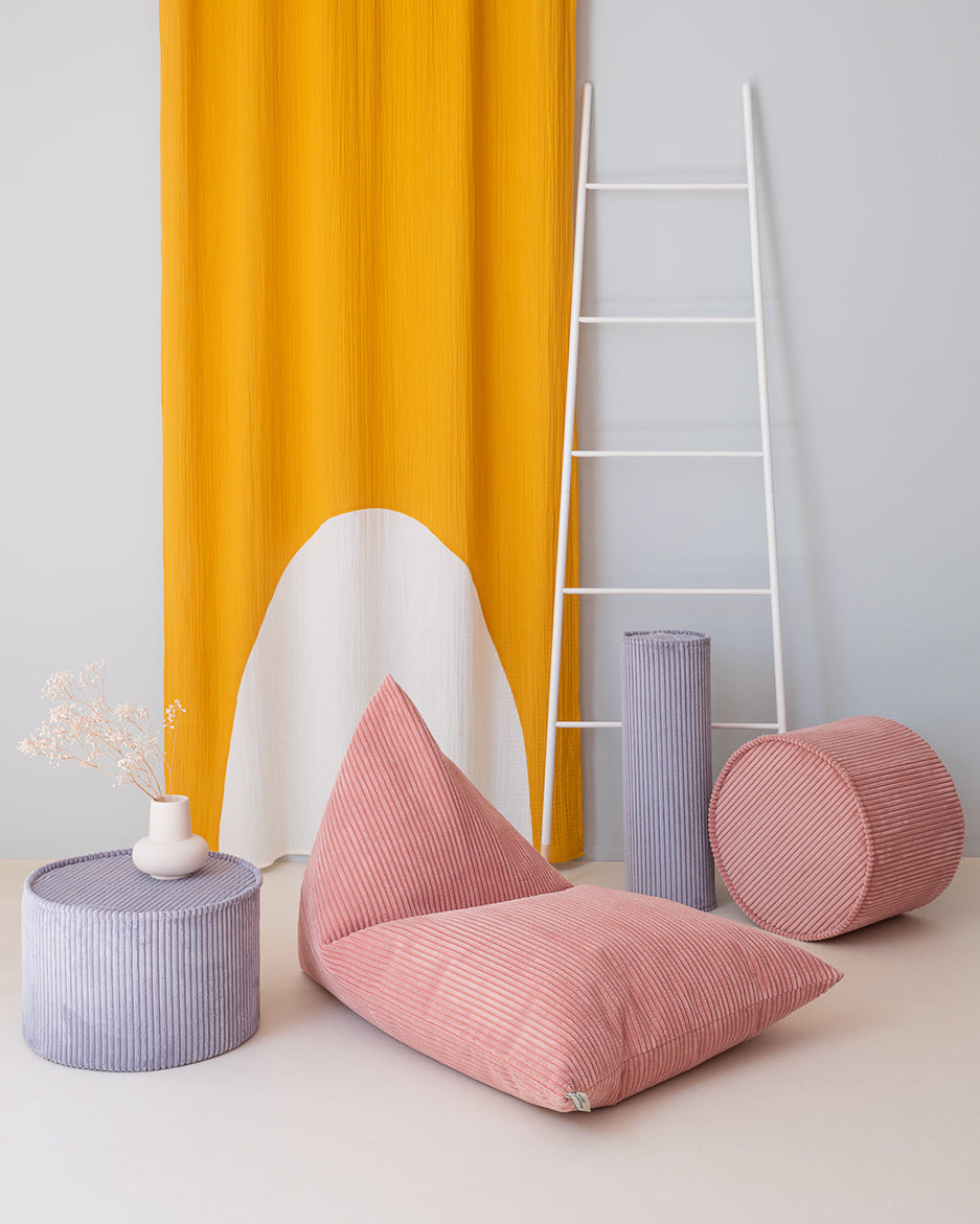 Wigiwama Pink Mousse Pouffe - ribbed pouffe