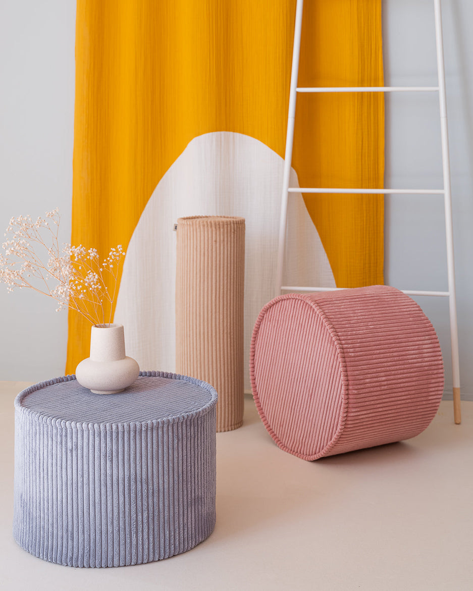 Wigiwama Pink Mousse Pouffe - ribbed pouffe