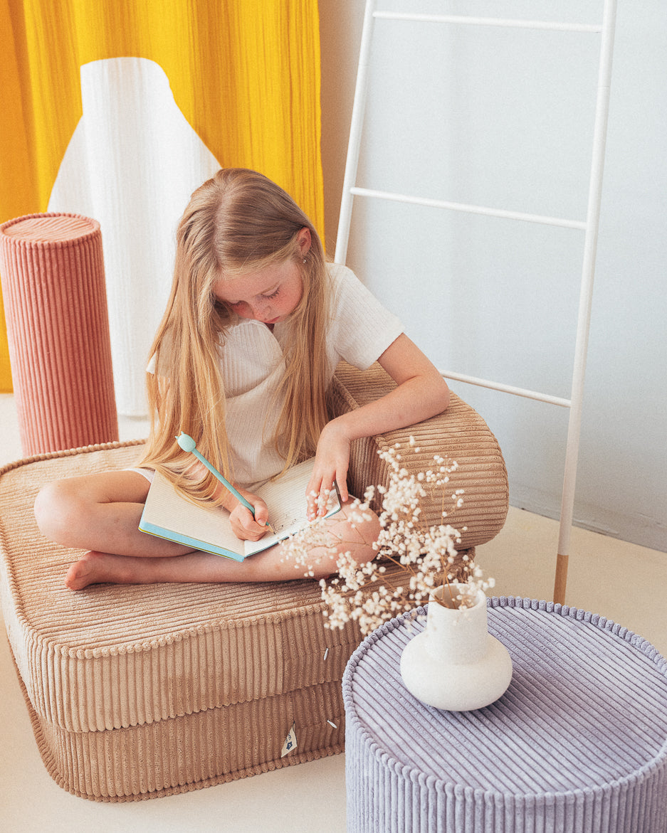 Wigiwama Blueberry Blue Pouffe - ribbed fabric pouffe