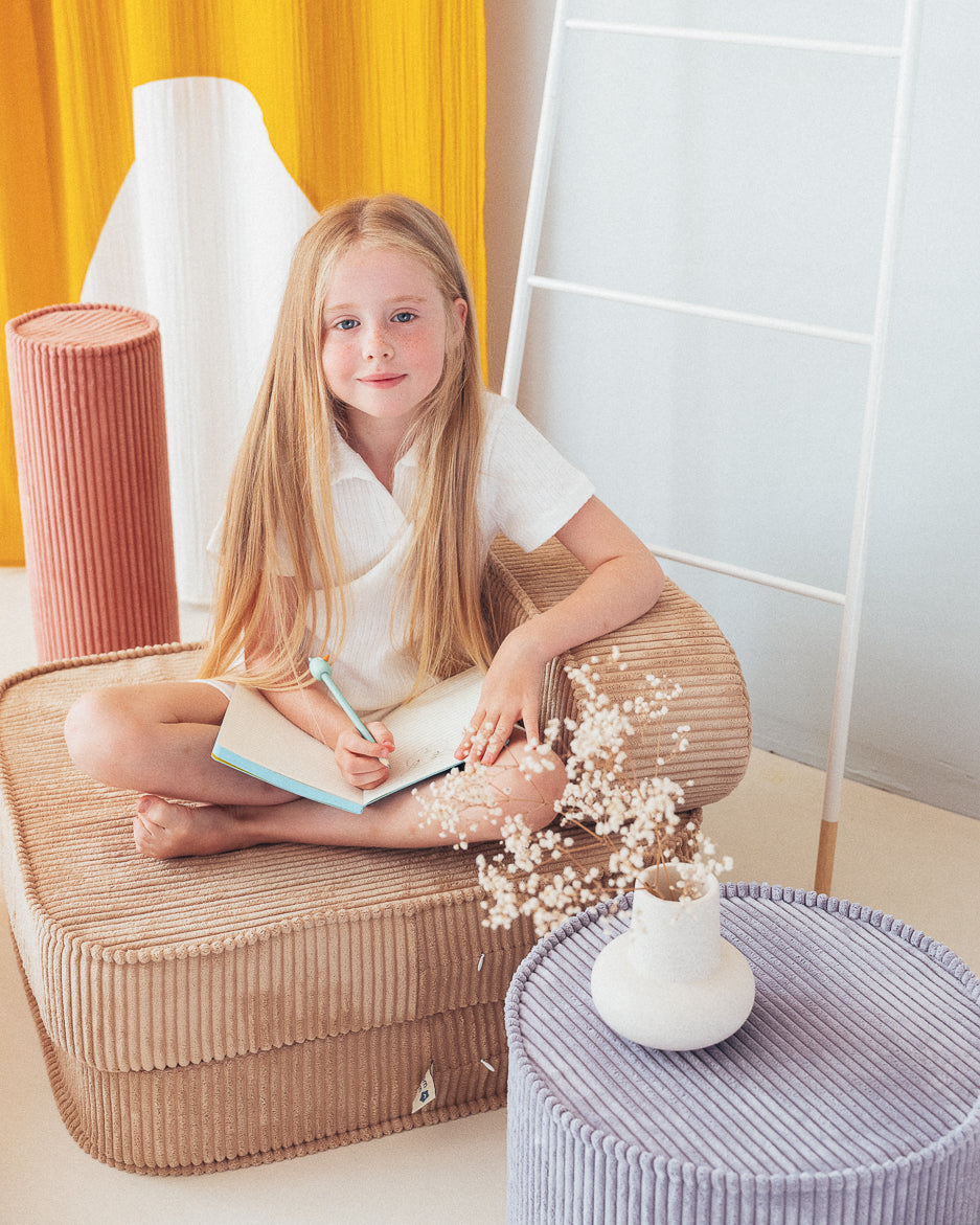 Wigiwama Blueberry Blue Pouffe - ribbed fabric pouffe