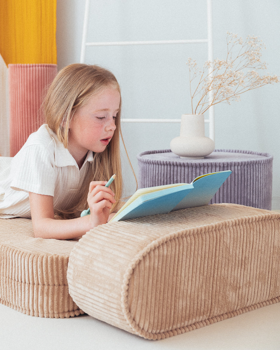 Wigiwama Blueberry Blue Pouffe - ribbed fabric pouffe