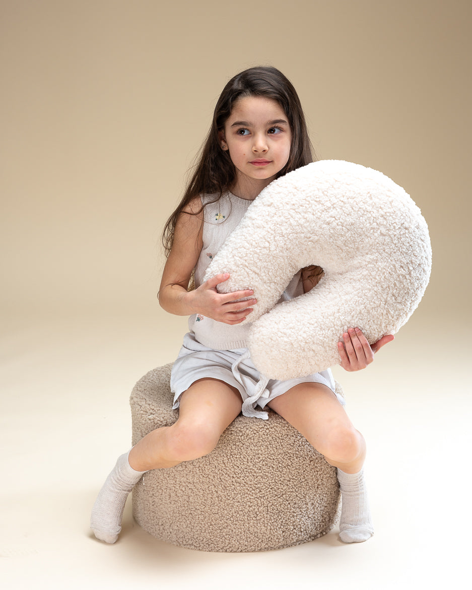 Wigiwama Biscuit Pouffe - teddy fabric pouffe