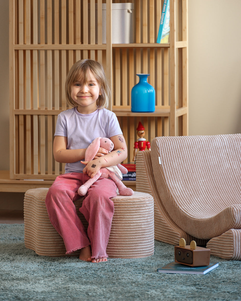 Wigiwama Brown Sugar Cloud Pouffe - ribbed fabric pouffe