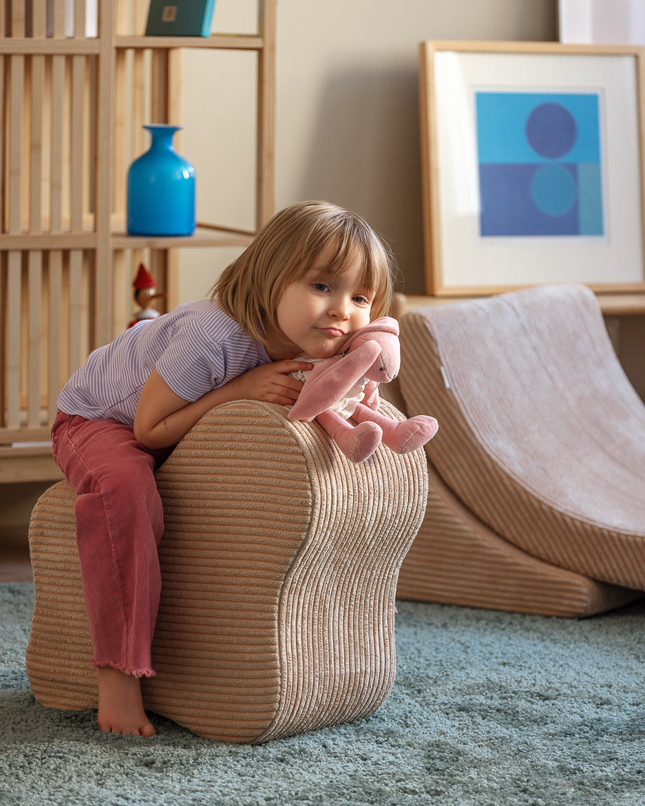 Wigiwama Brown Sugar Cloud Pouffe - ribbed fabric pouffe