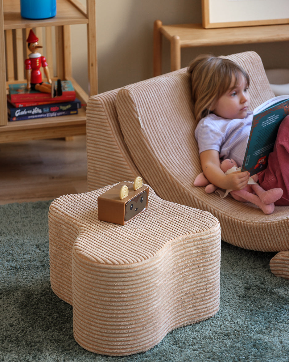 Wigiwama Brown Sugar Cloud Pouffe - ribbed fabric pouffe