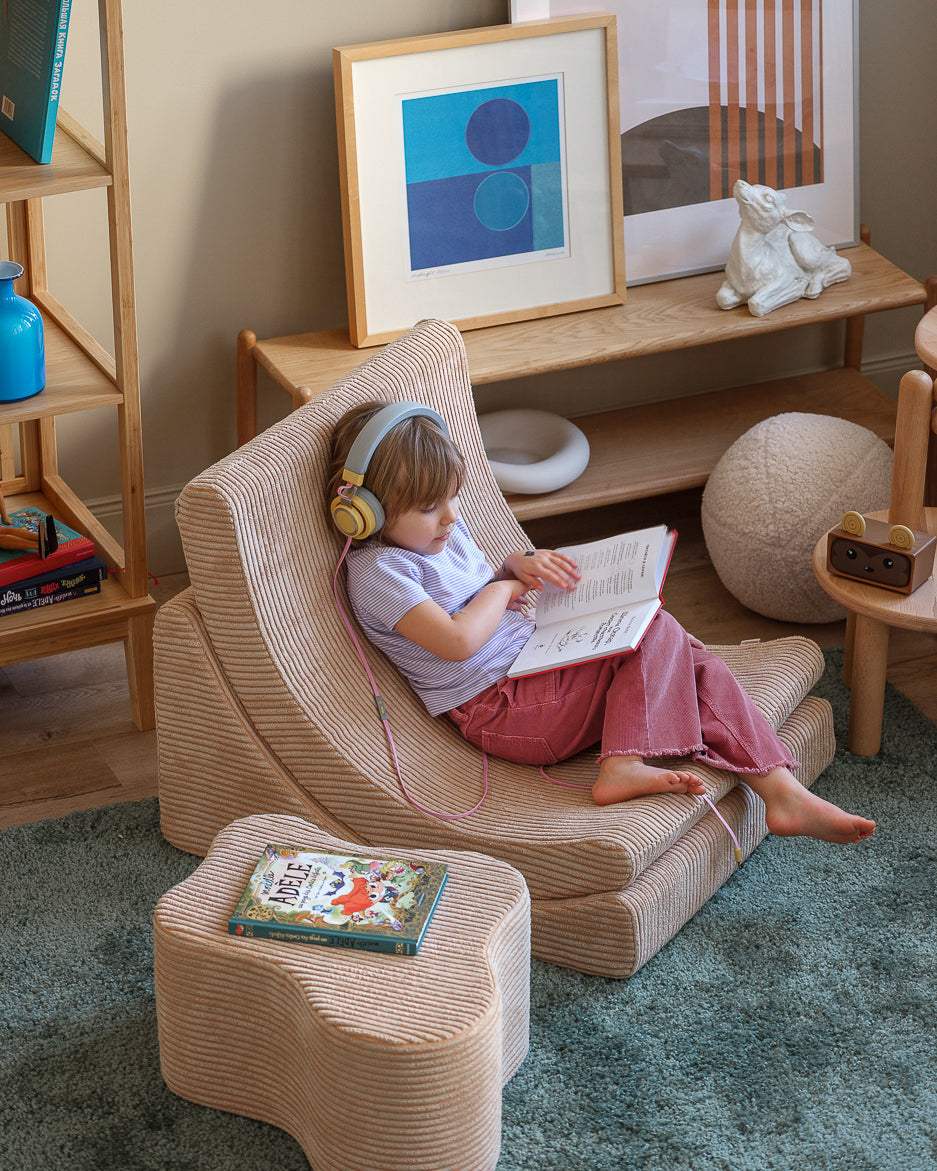 Wigiwama Brown Sugar Cloud Pouffe - ribbed fabric pouffe