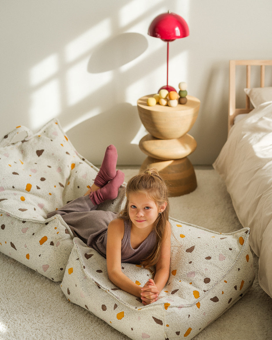 Wigiwama Terrazzo Marble Square Ottoman - woven pouf