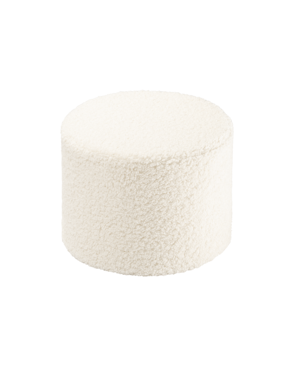 Wigiwama Cream White Pouffe - teddy fabric pouffe