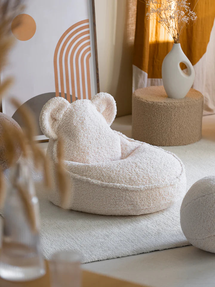 Wigiwama Cream White Bear Beanbag - teddy fabric beanbag