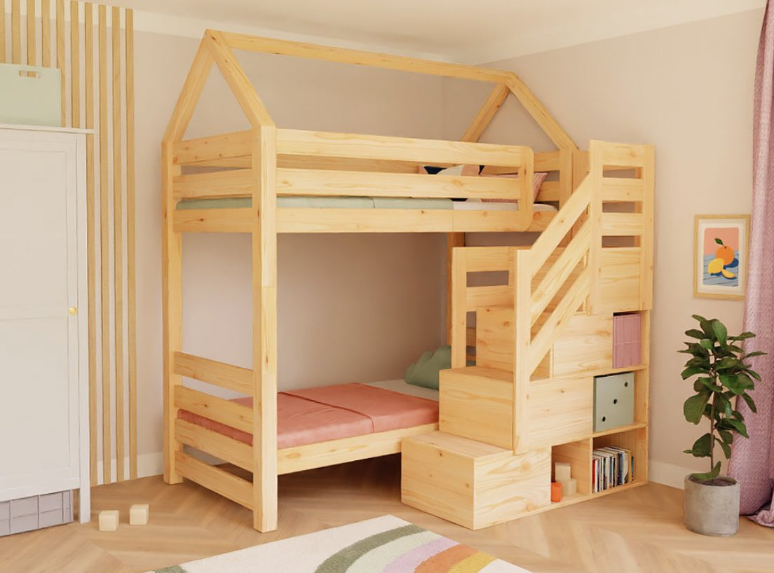House bed Alpy bunk bed - front stairs with storage space