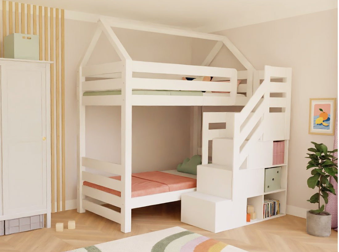 House bed Alpy bunk bed - front stairs with storage space