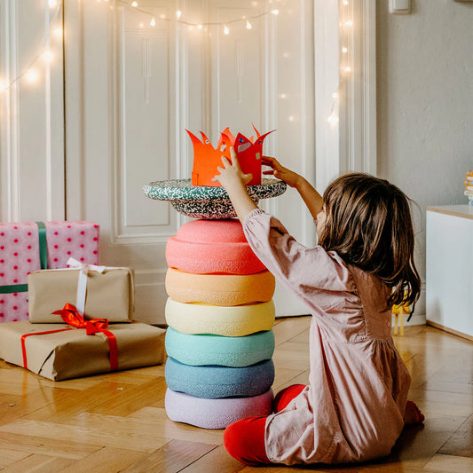 Stapelstein Pastel set of 6 + Confetti balance board