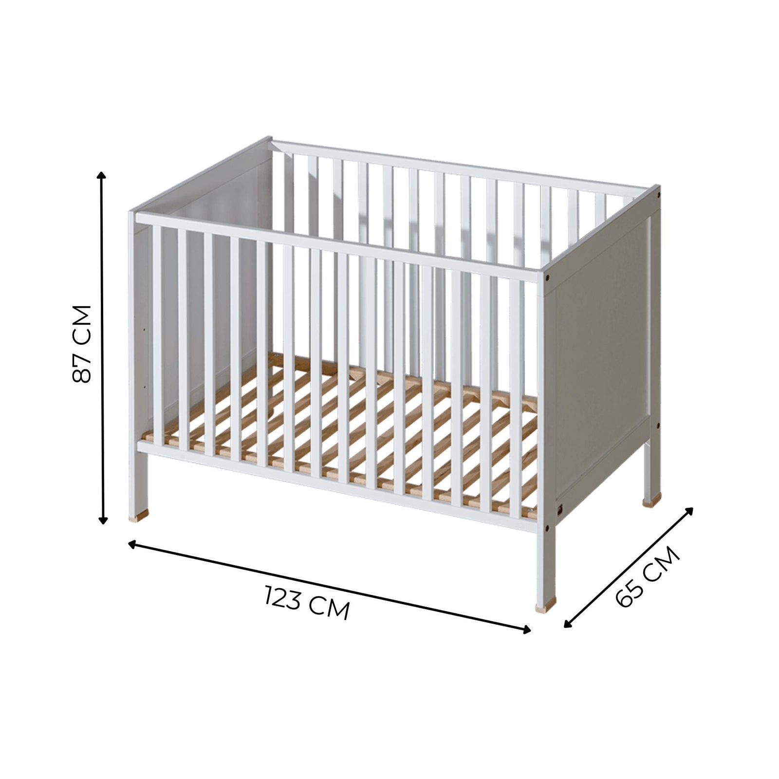ATB BASIC lit bébé 120 × 60 cm avec tiroir – blanc – vue supplémentaire 2