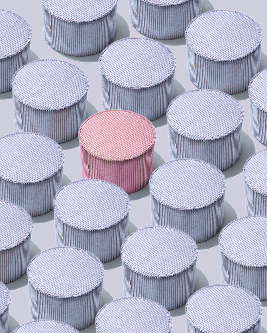 Wigiwama Pink Mousse Pouffe - ribbed pouffe