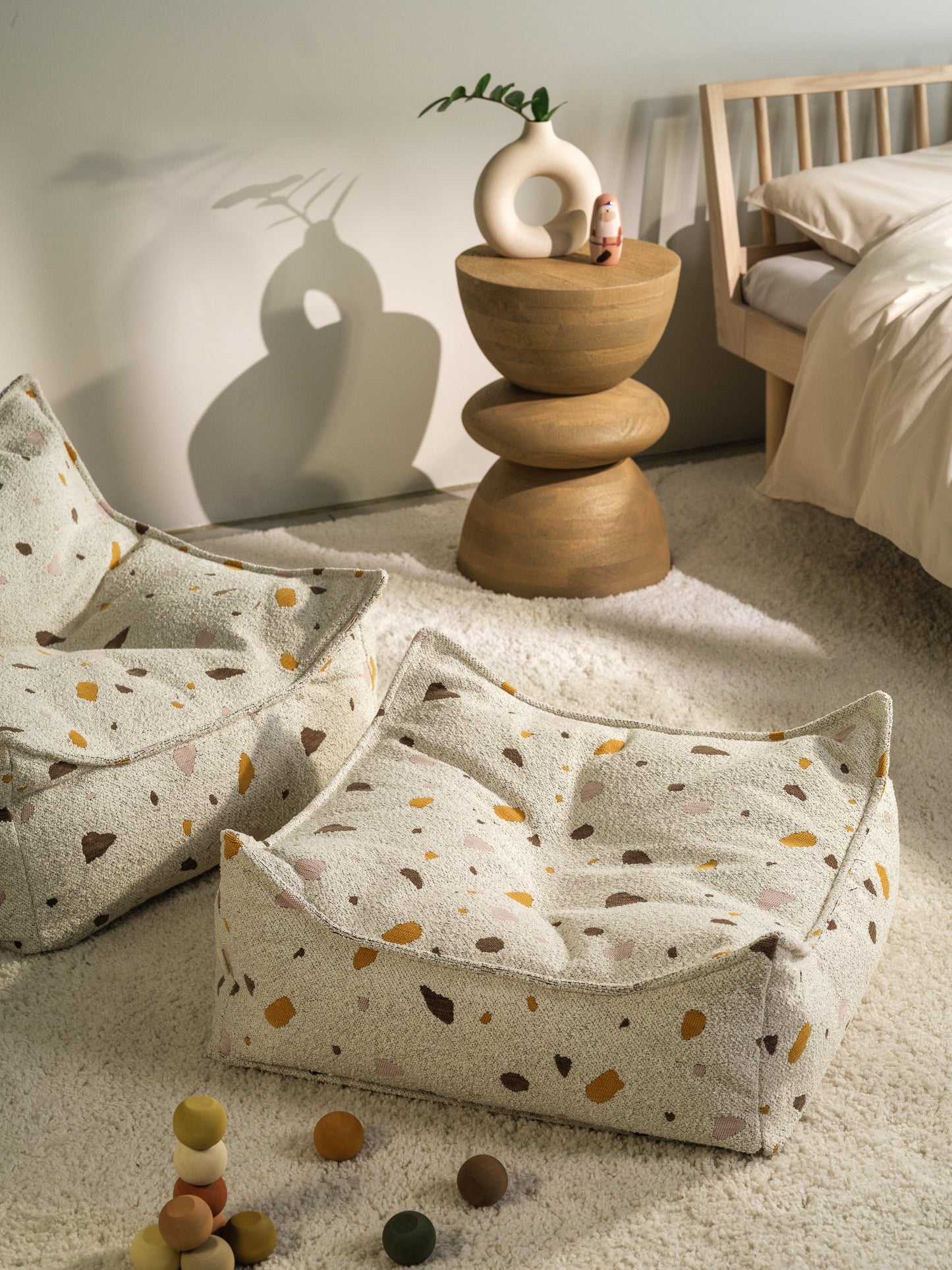 Wigiwama Terrazzo Marble Square Ottoman - woven pouf
