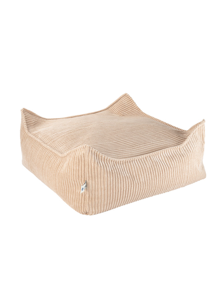 Wigiwama Brown Sugar Square Ottoman - ribbed fabric pouf