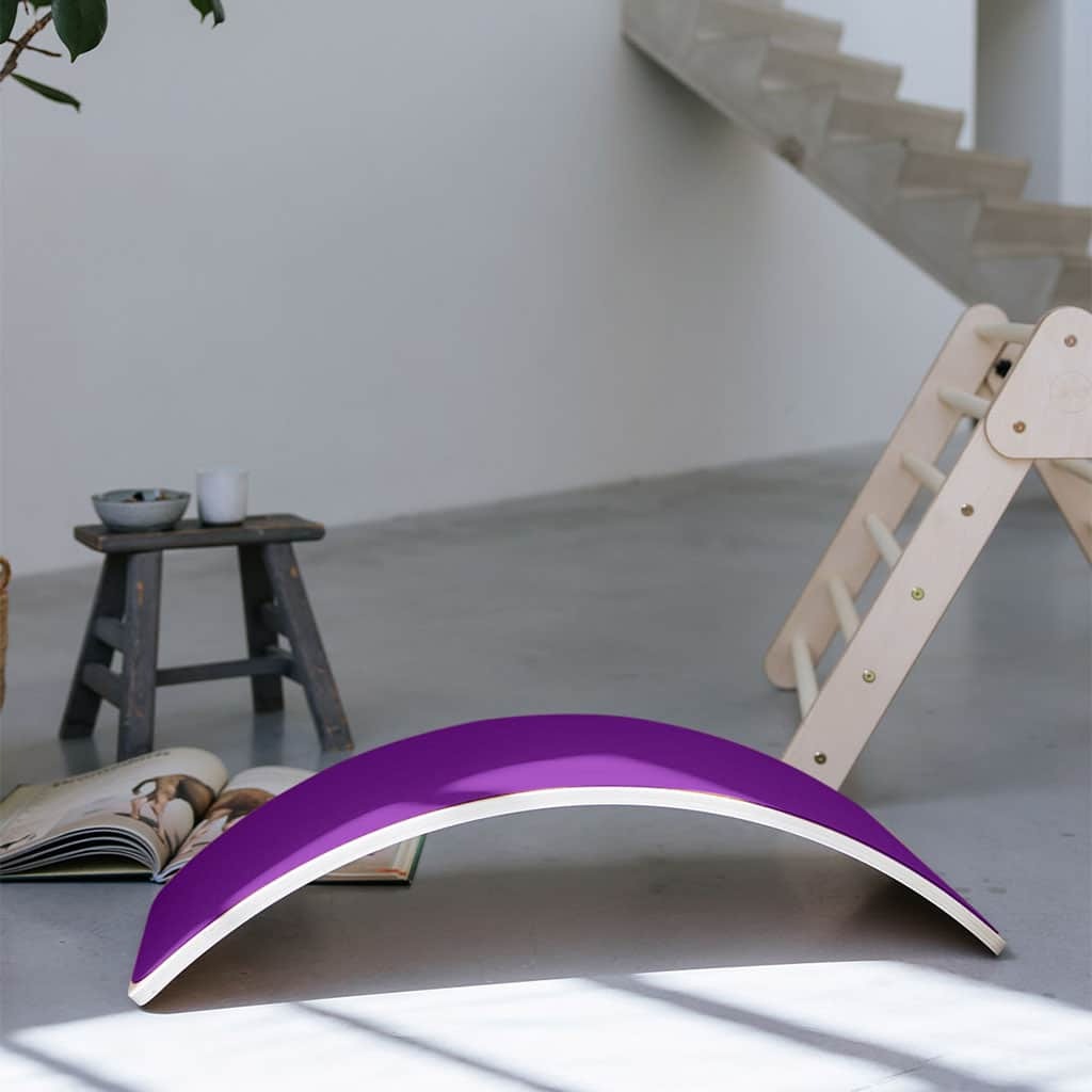 Balance board - wood - with purple felt