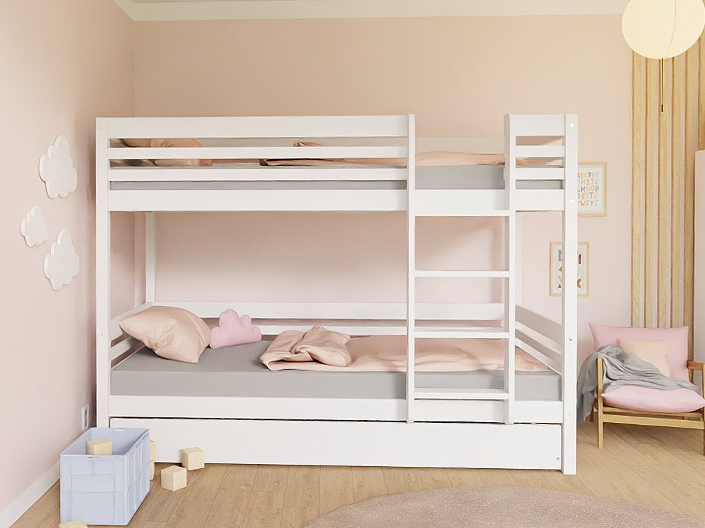 Benlemi TULY stapelbed met ladder, witte uitvoering
