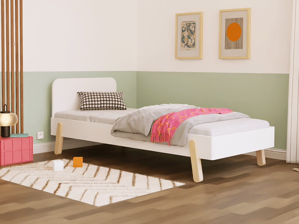 Benlemi NOVA bed met rechthoekig houten hoofdbord