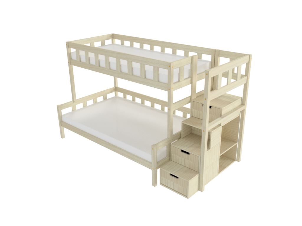 Benlemi Stapelbed PLOTTY — 90×200 / 120×200 met opbergtrap productfoto