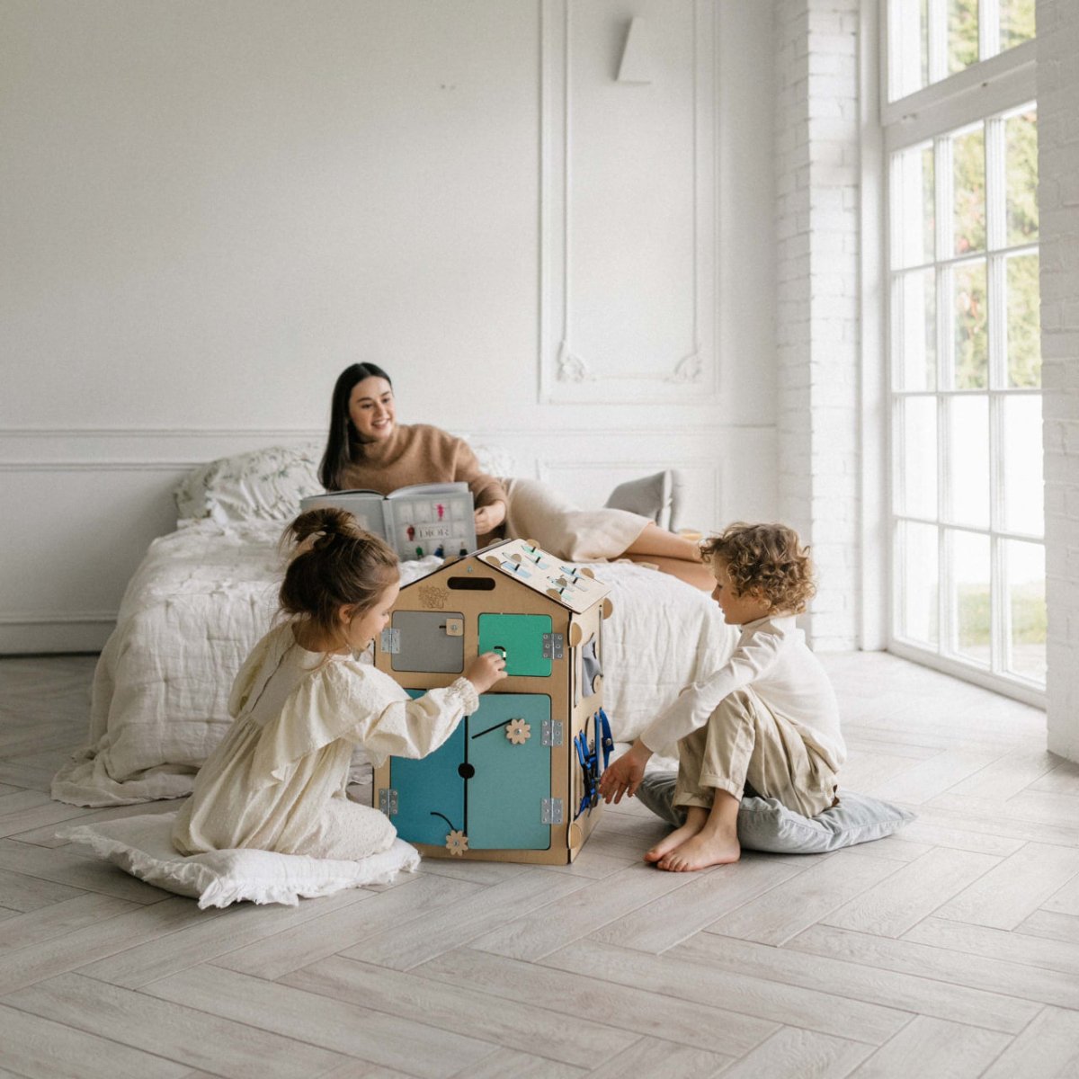 BusyKids Busy Board speelhuisje – naturel mint, limited edition-Speelhuisje
