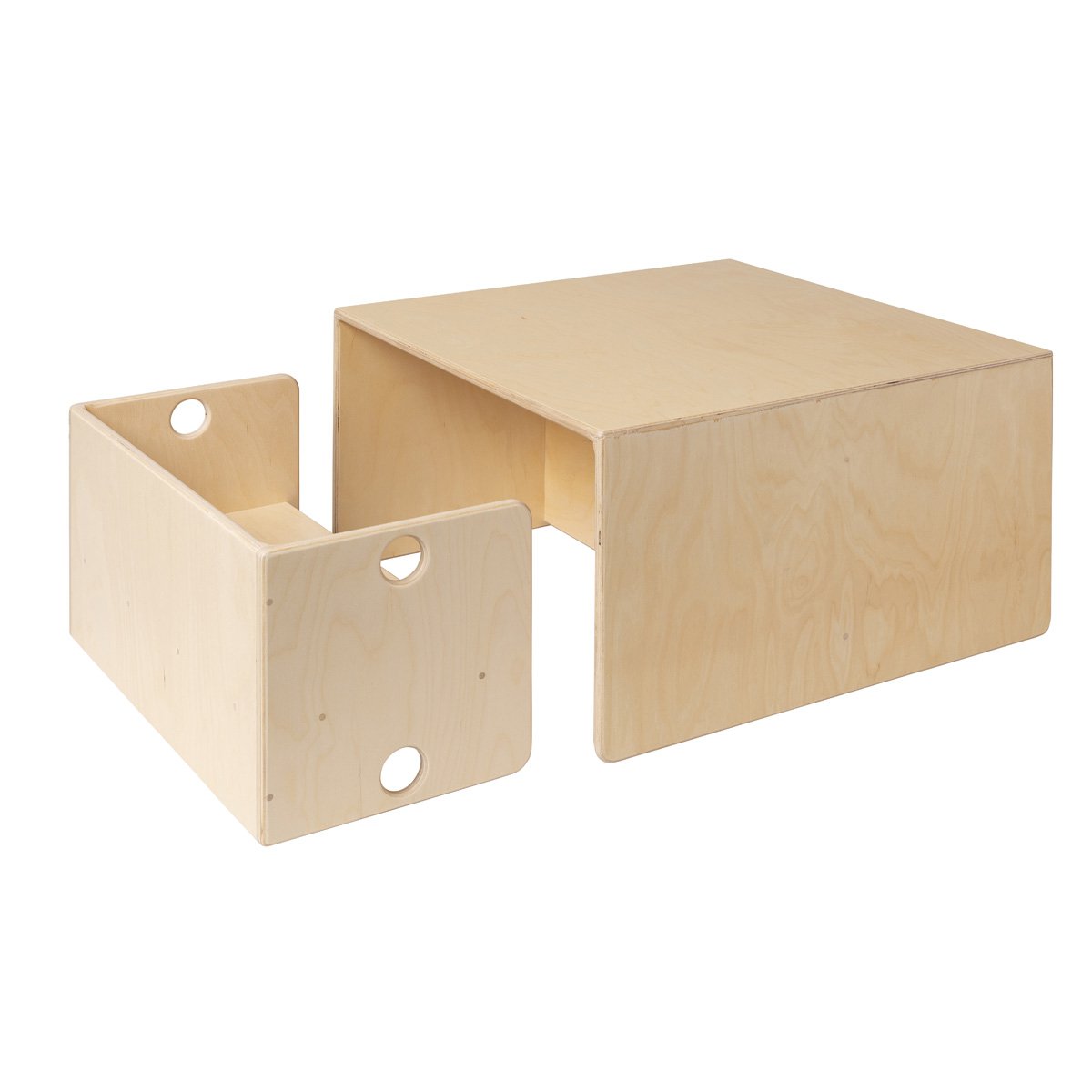 Wooden cube table & children's bench - 75x75x40 cm
