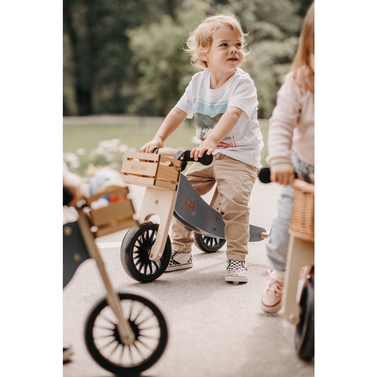 Kinderfeets 2-in-1 houten loopfiets & driewieler Tiny Tot Plus - Slate Blue