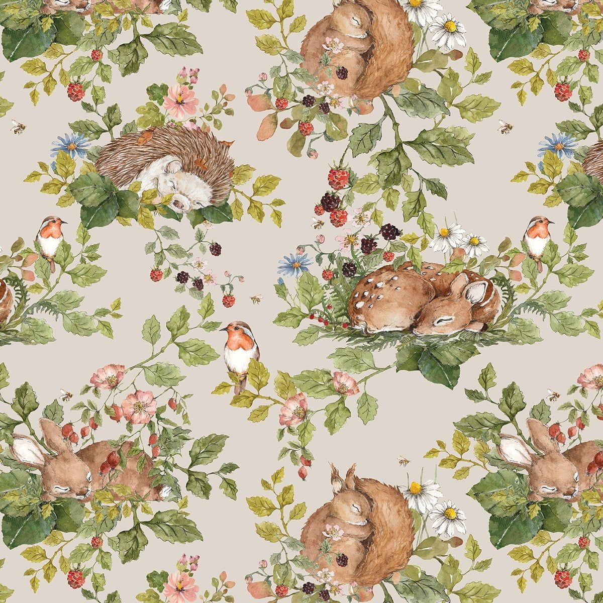 Dekornik Little Sleepy Animals Light kinderbehang