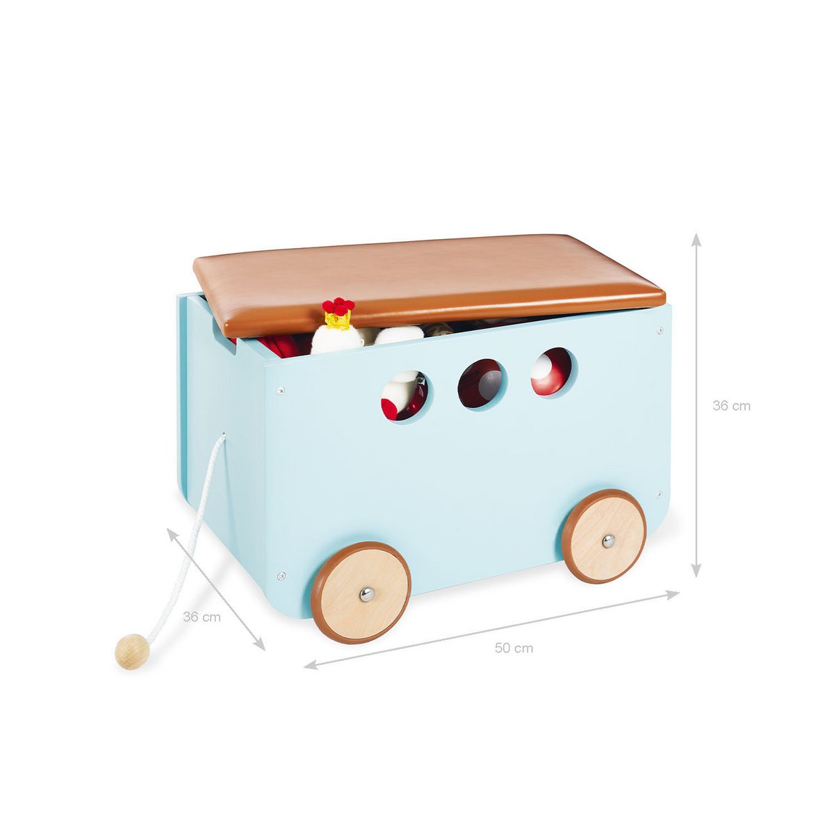 Toy chest on wheels 'Jim', mint