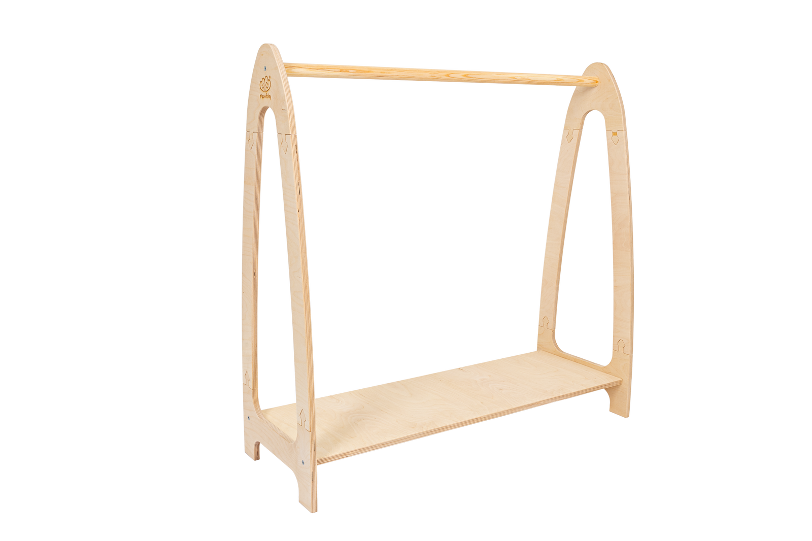 houten kinderkledingrek boog naturel groot op kindhoogte, aanvullende productfoto 2