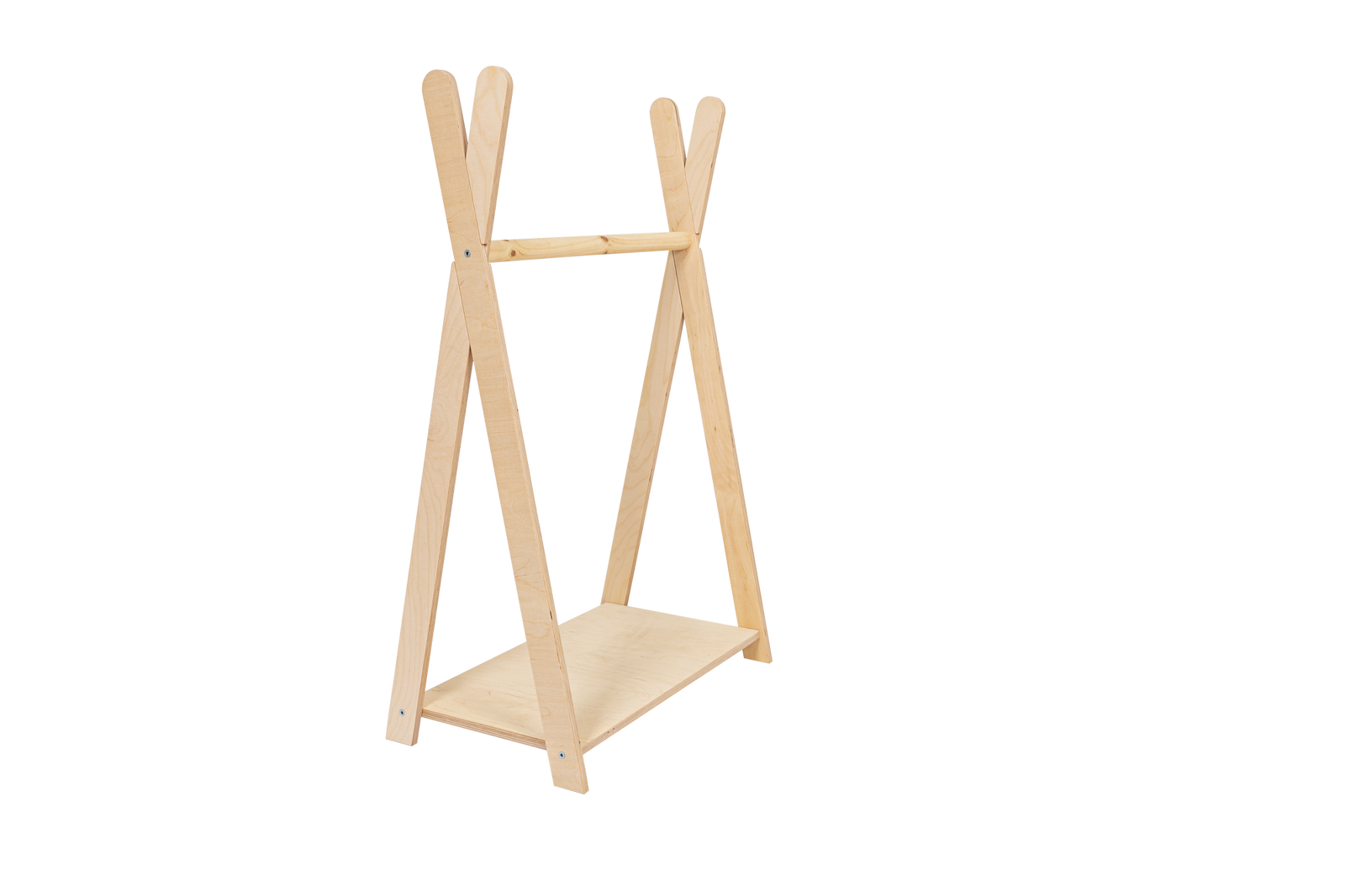 houten kinderkledingrek tipi naturel groot op kindhoogte, aanvullende productfoto 2