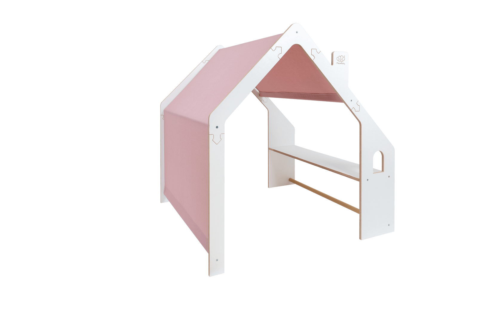 houten speelhuisje wit met roze dak voor kinderkamer, aanvullende productfoto 3