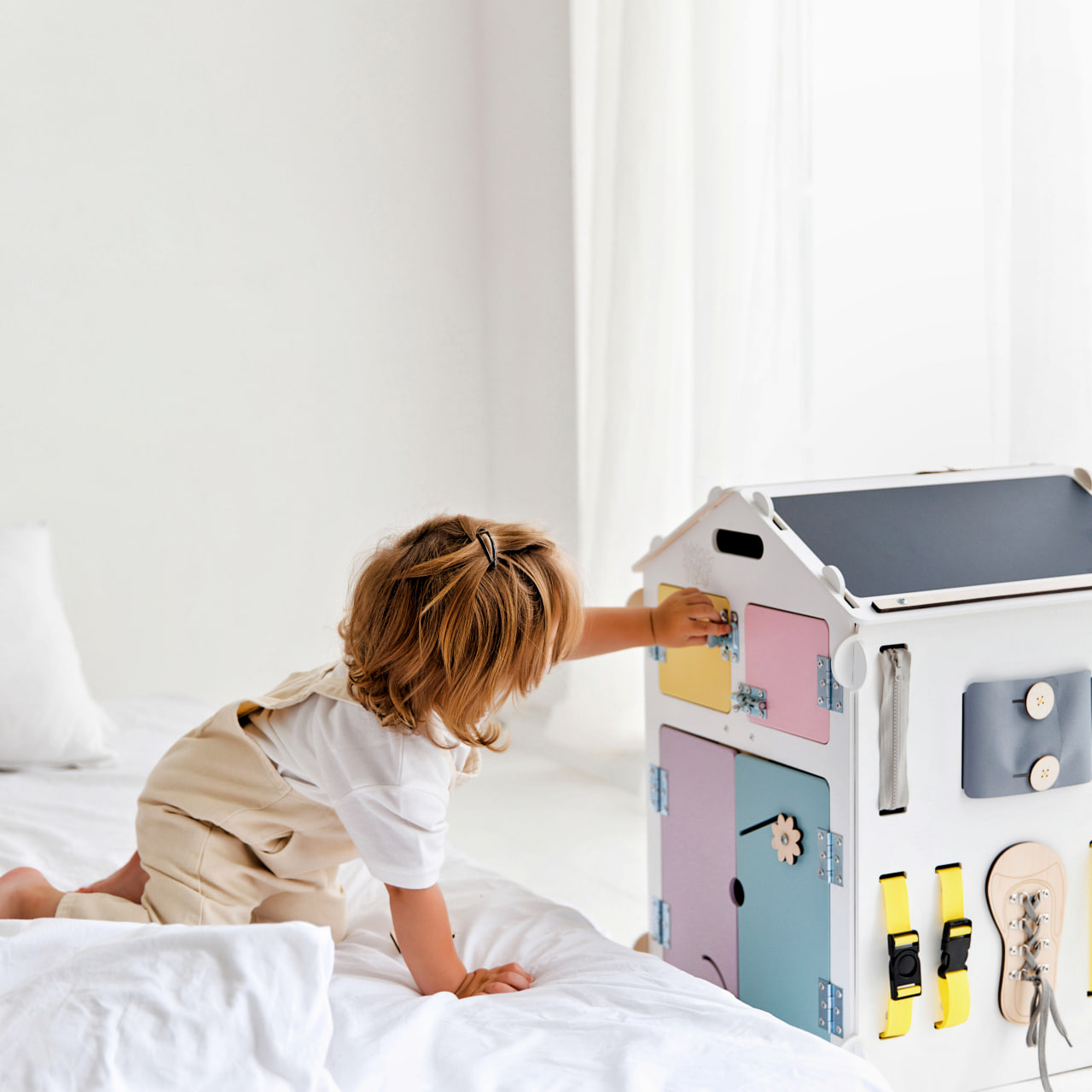 BusyBoard Sensory Play House White/Pastel - Limited Edition