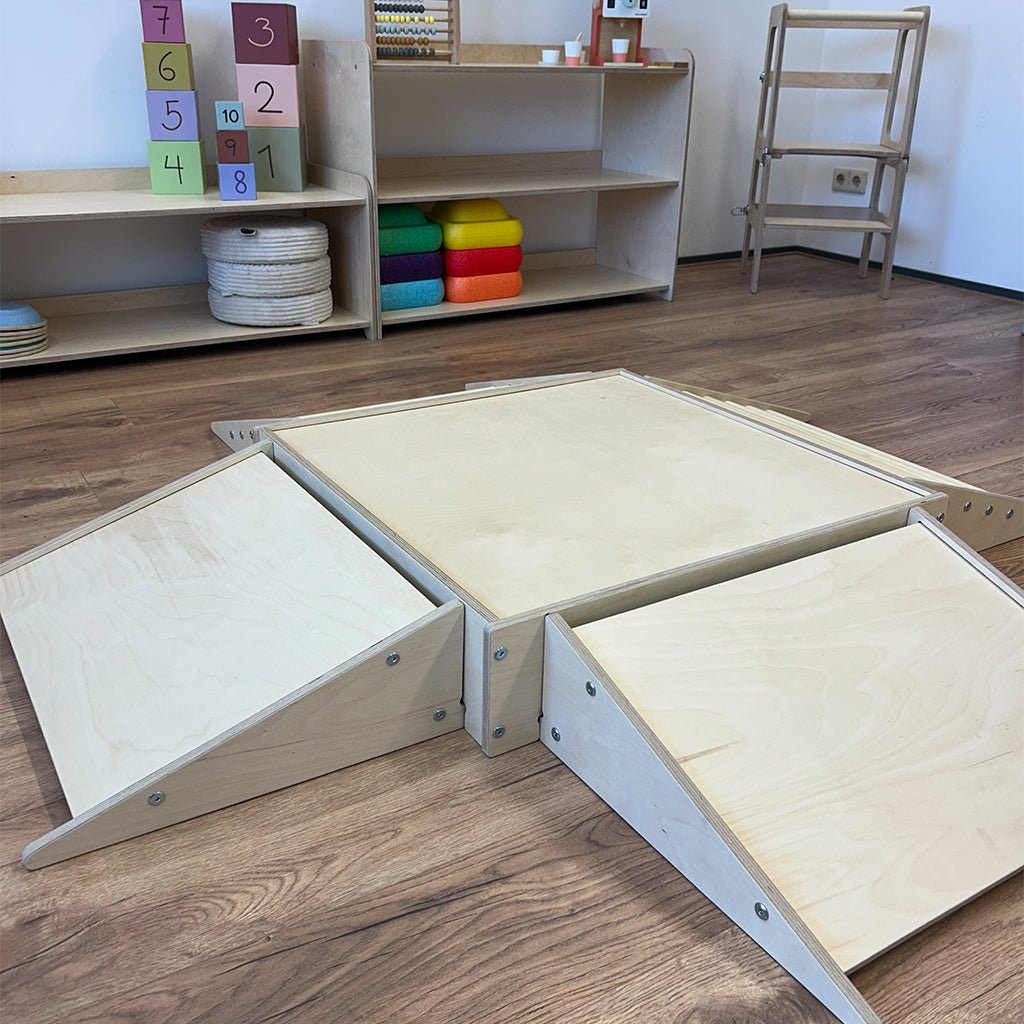 Houten kruipheuvel - glijbaan 16 cm - kruipkist accessoire -