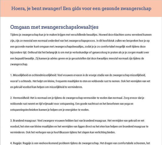Hoera, je bent zwanger! E - book voor een gezonde zwangerschap -