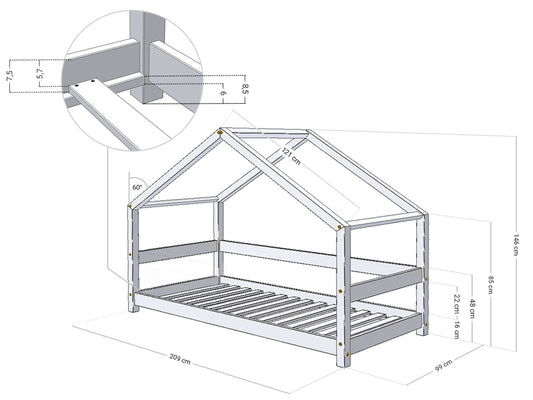 Lucky House Bed - Premium Wooden Children's Bed in House Shape