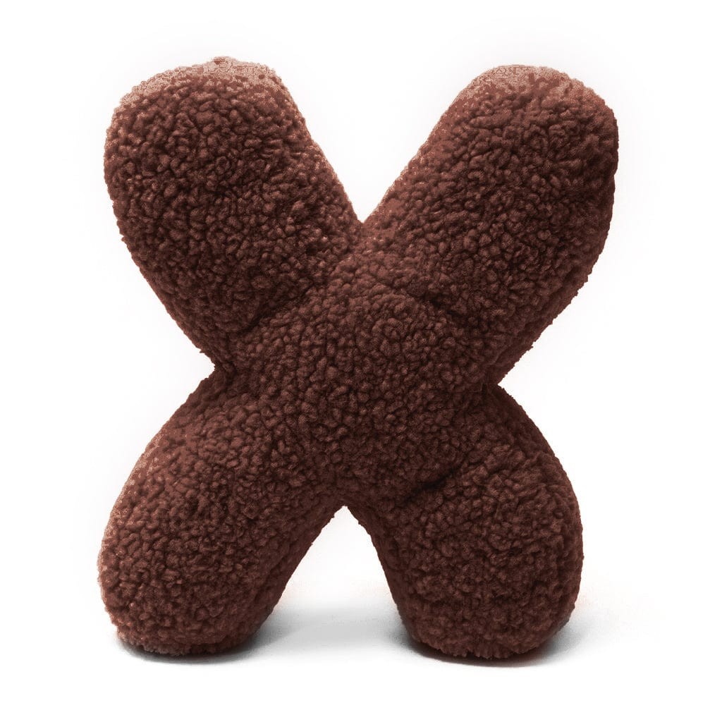 Bearly-letterkussen in de vorm van letter X, donkerbruin van MeowBaby