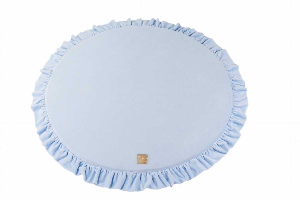MeowBaby Velvet ronde speelmat in babyblauw