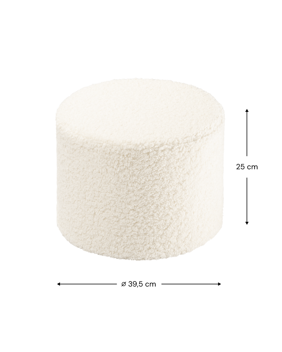 Wigiwama Cream White Pouffe - teddy fabric pouffe