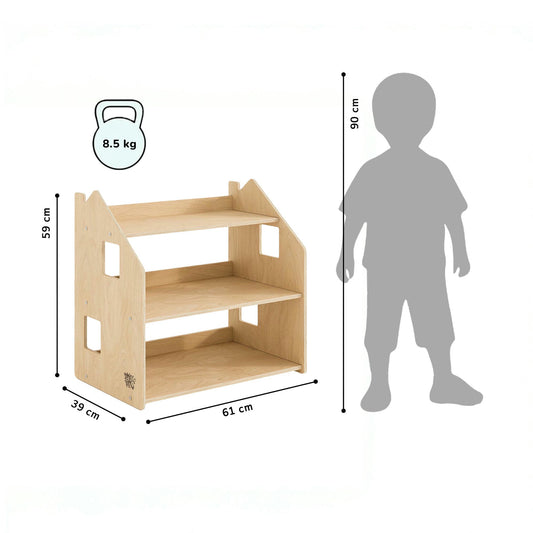 Maatafbeelding van BusyKids speelgoedrek – naturel: 61 × 39 × 59 cm