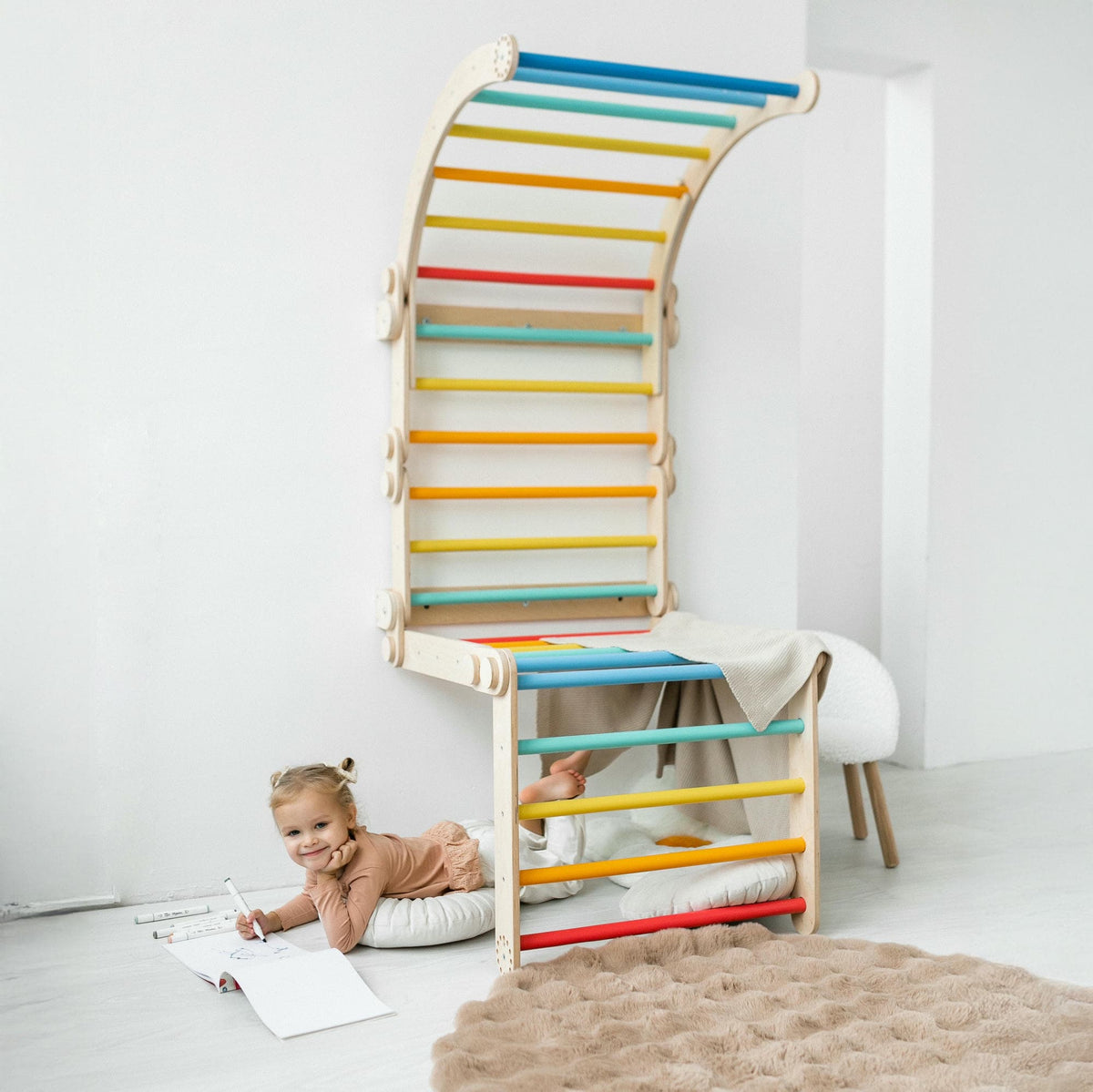 BusyKids klimrek – sprossenwand regenboog – productbeeld 6