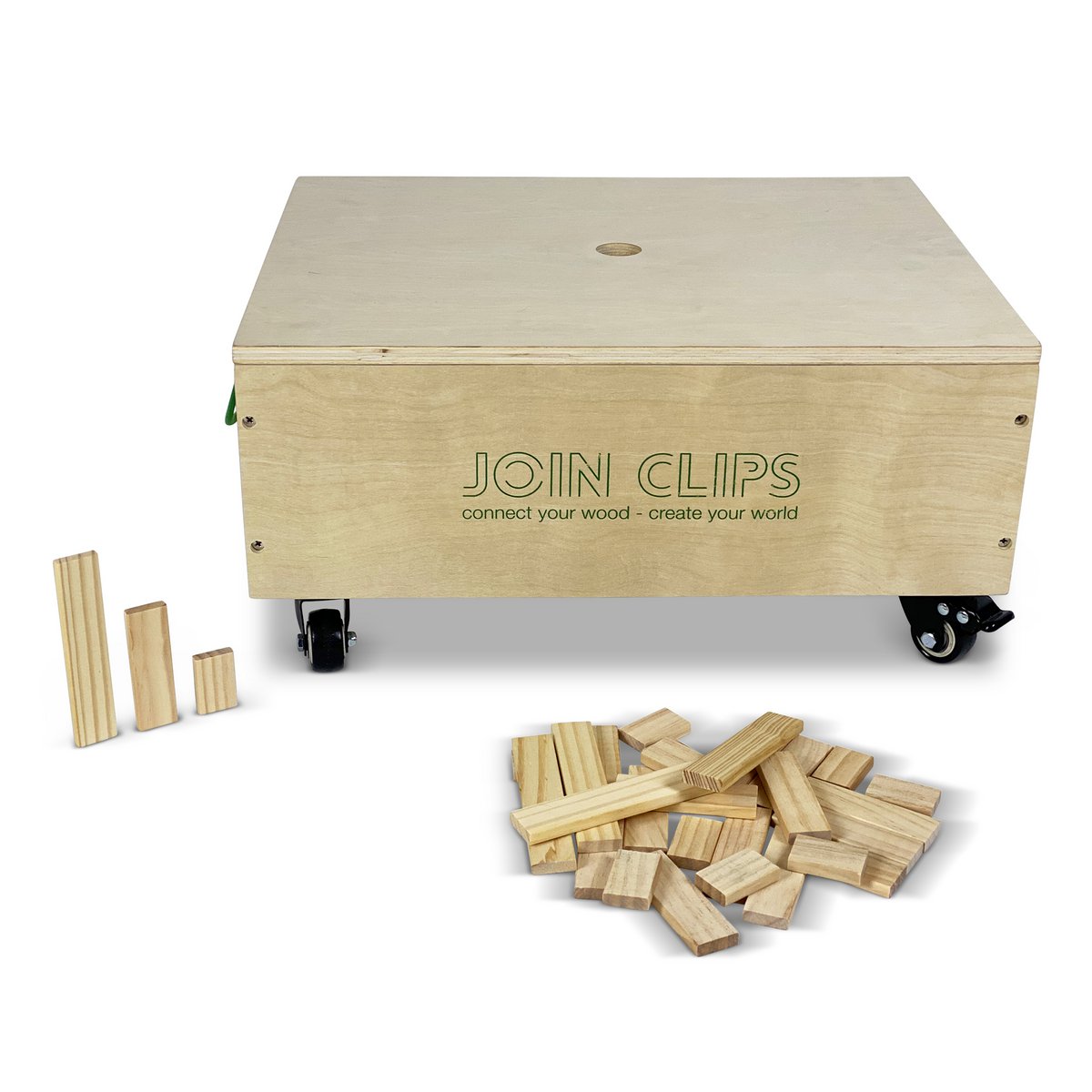 JOIN CLIPS 500 Pro-bouwplankjes — houten kist op wielen