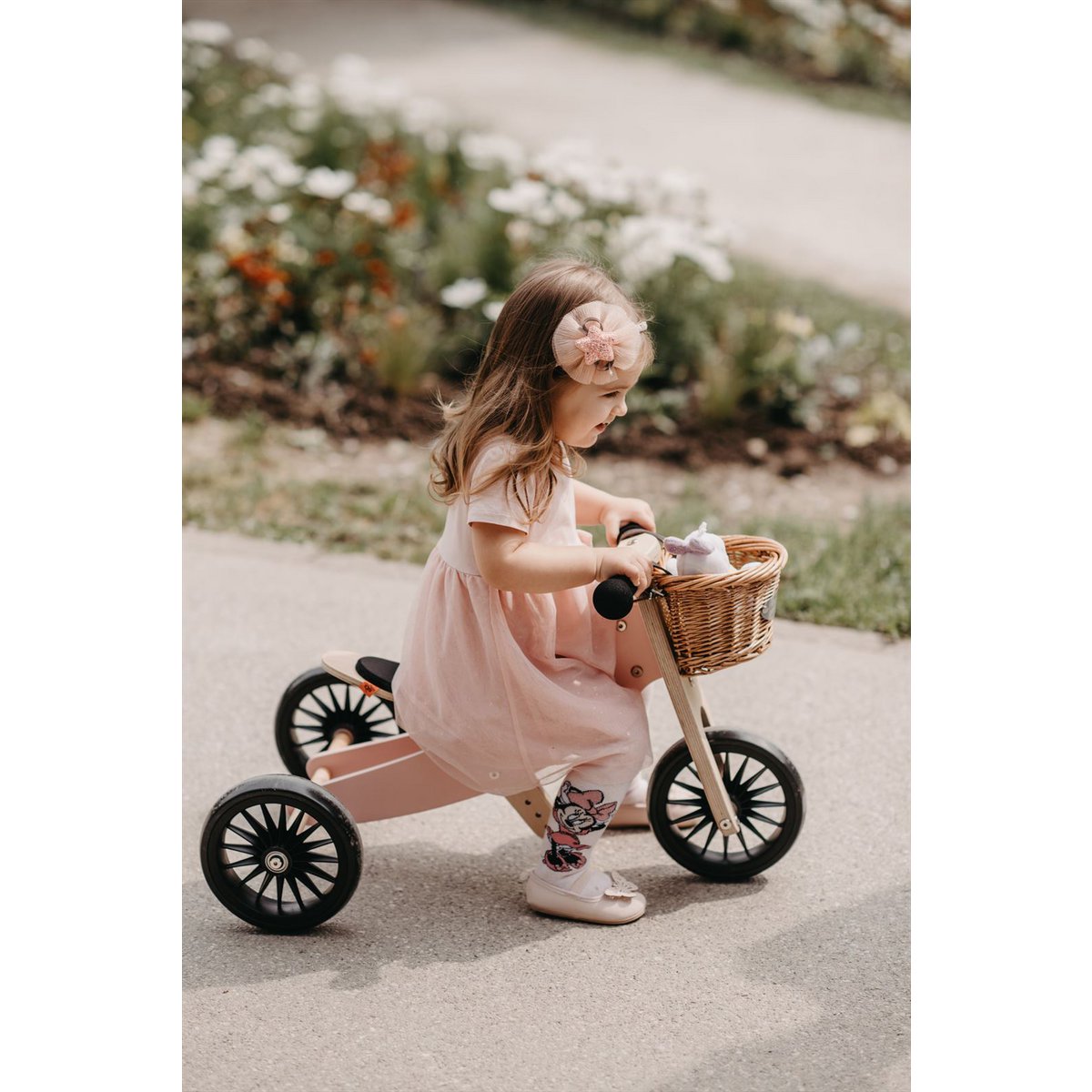 Kinderfeets 2-in-1 houten loopfiets & driewieler Tiny Tot Plus - Rose
