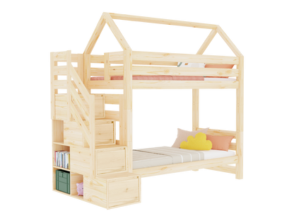 House bed Alpy bunk bed - side stairs with storage space